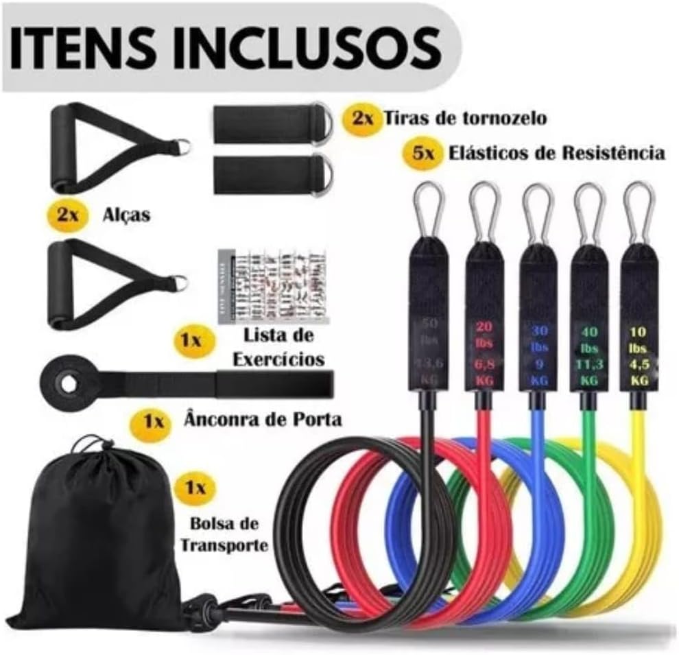 Kit Extensor Elástico Treino Em Casa Exercício Funcional - Imagem 2