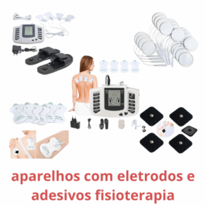 Aparelhos com eletrodos e adesivos para fisioterapia