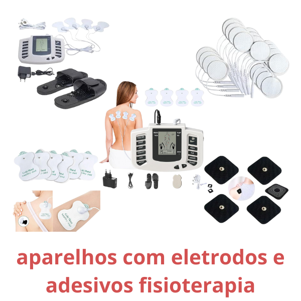 Aparelhos com eletrodos e adesivos para fisioterapia